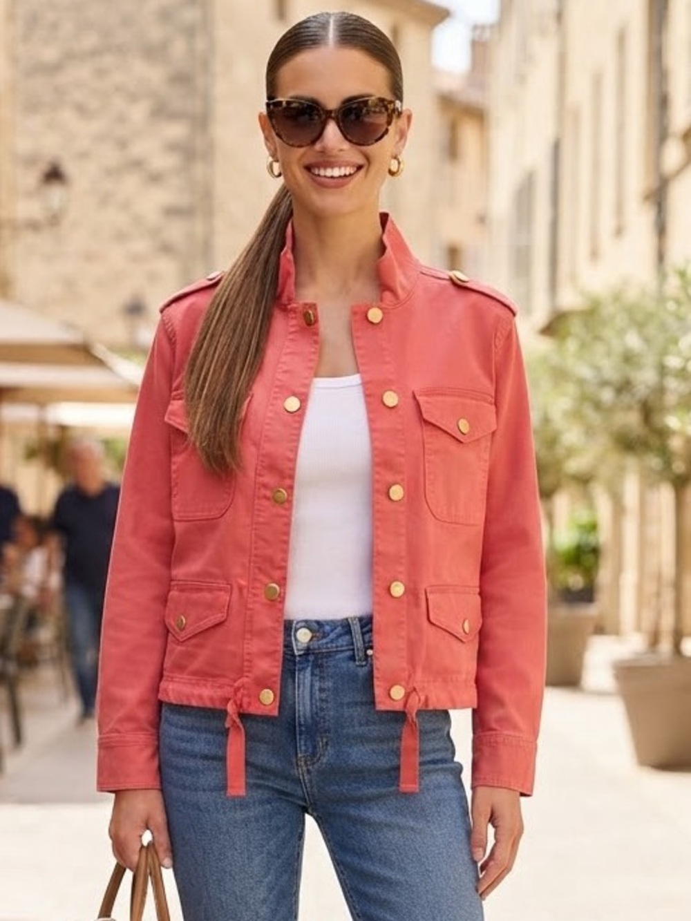 NWT Talbots Coral Utility Field Jacket Coat Stand Up Collar